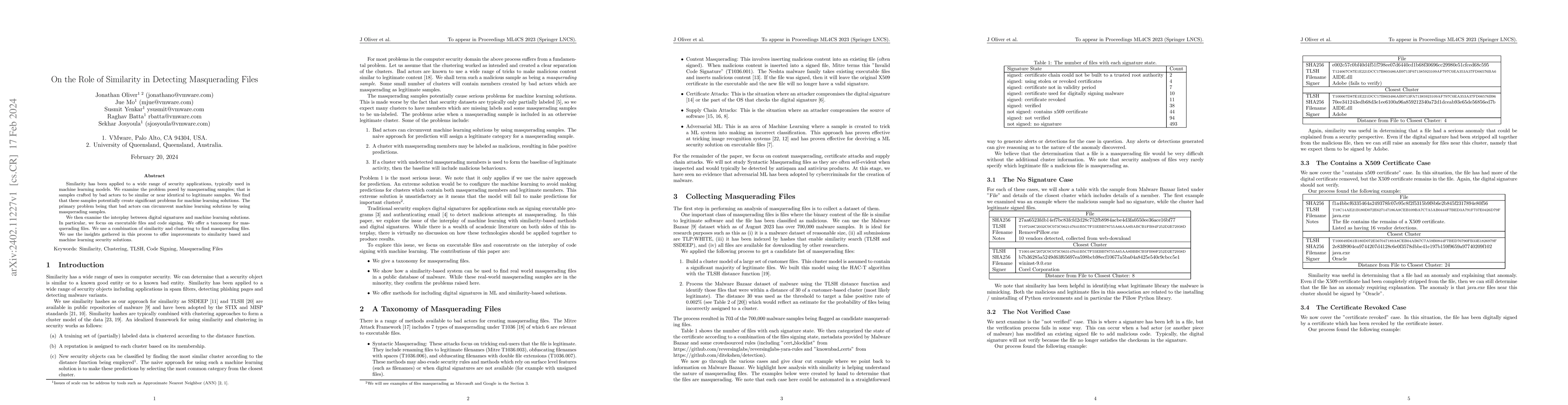 Thumbnail for On the Role of Similarity in Detecting Masquerading Files