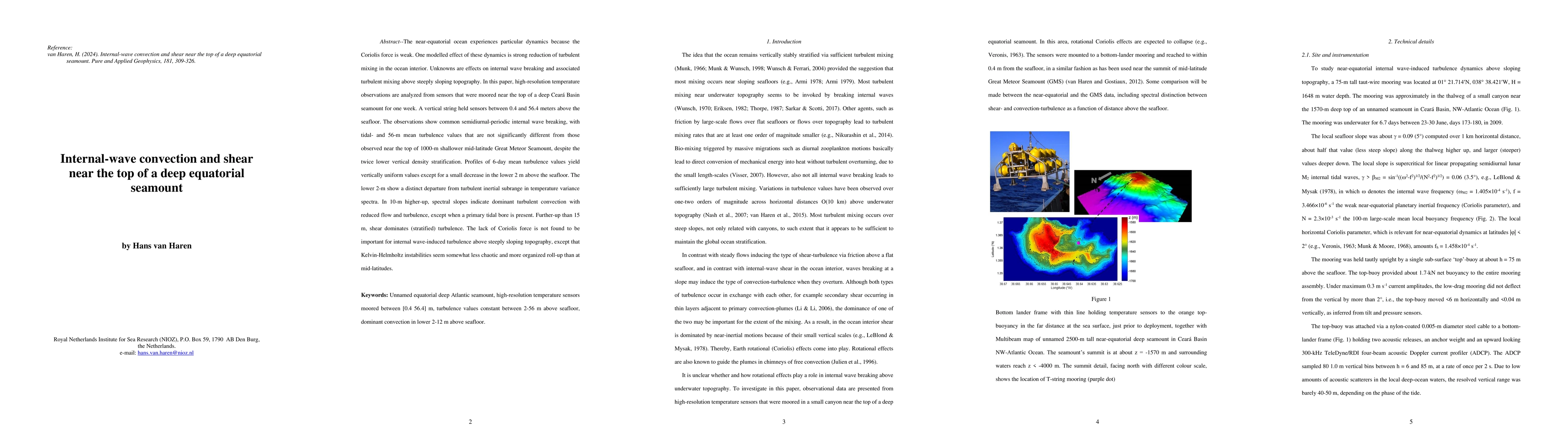 Thumbnail for Internal-wave convection and shear near the top of a deep equatorial
  seamount