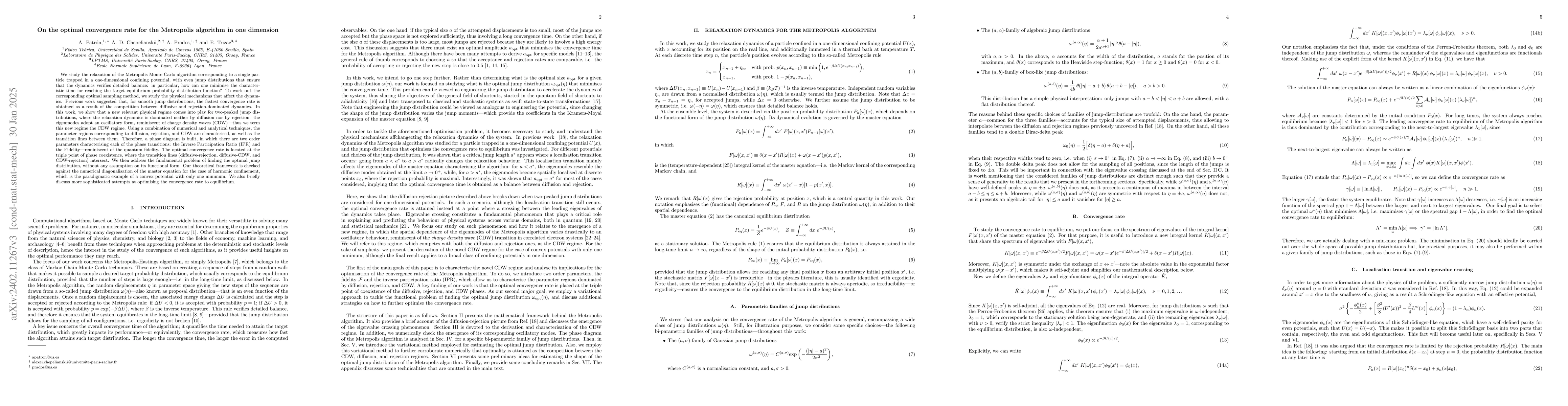 Thumbnail for On the optimal relaxation rate for the Metropolis algorithm in one
  dimension