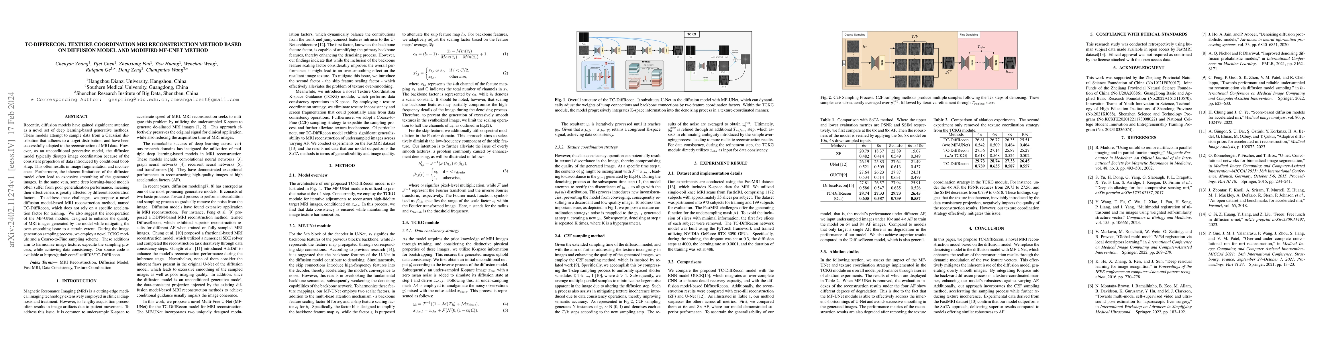 Thumbnail for TC-DiffRecon: Texture coordination MRI reconstruction method based on
  diffusion model and modified MF-UNet method