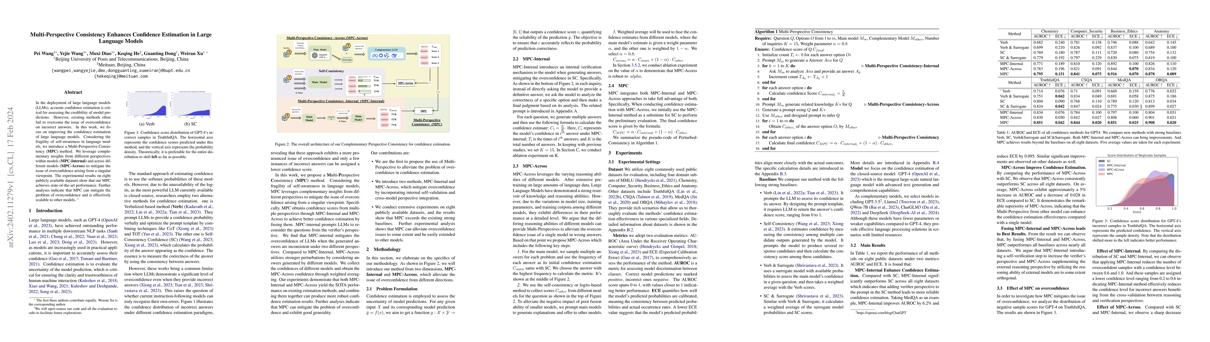 Thumbnail for Multi-Perspective Consistency Enhances Confidence Estimation in Large
  Language Models