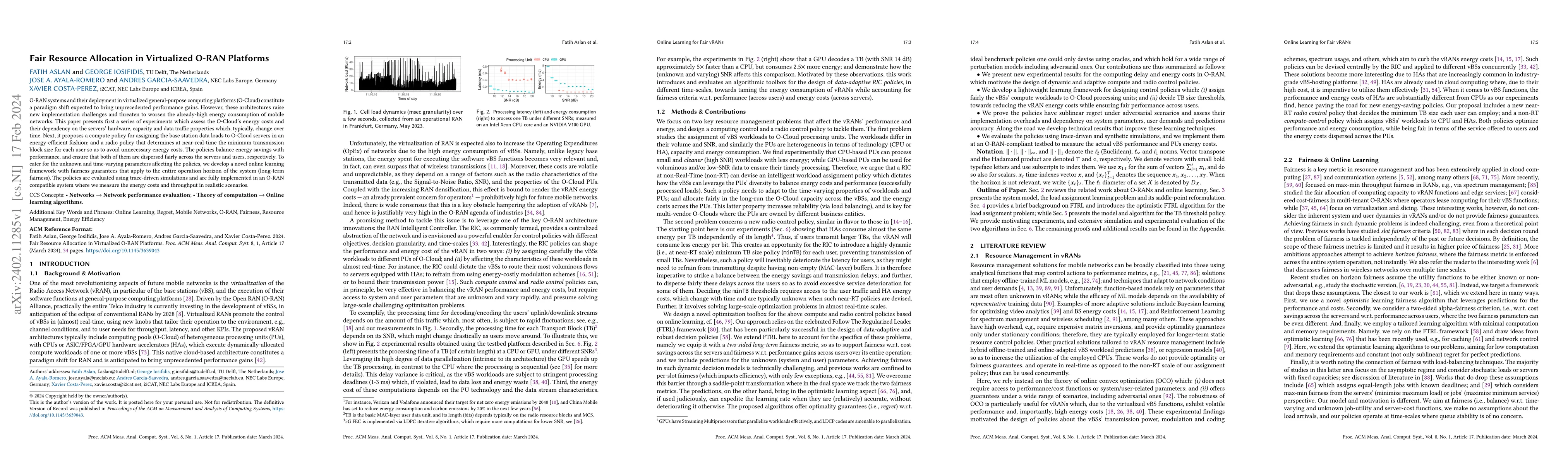 Thumbnail for Fair Resource Allocation in Virtualized O-RAN Platforms