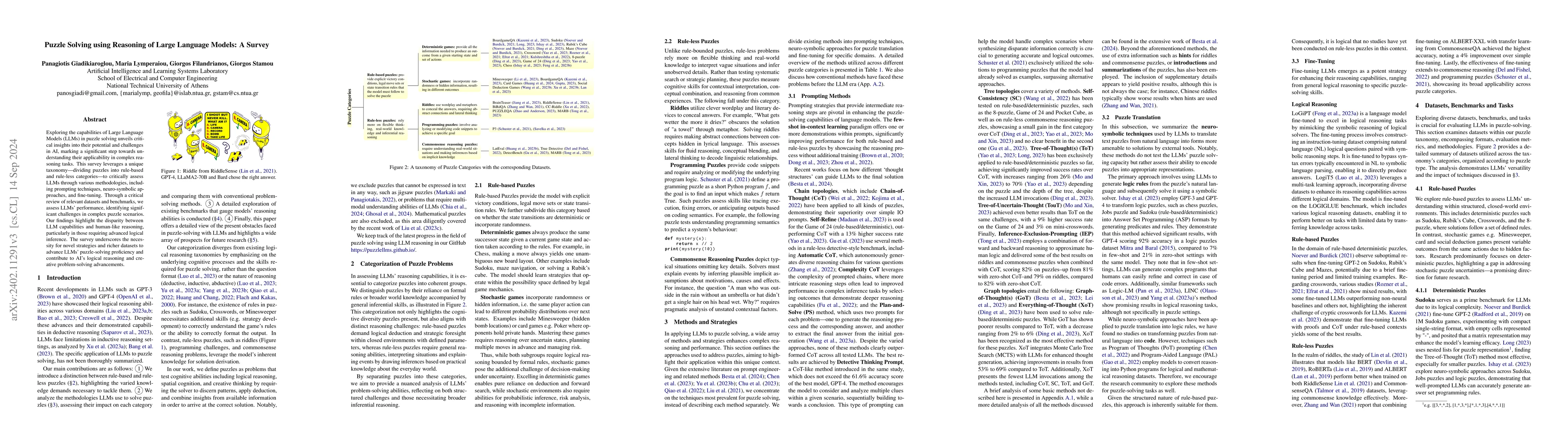 Thumbnail for Puzzle Solving using Reasoning of Large Language Models: A Survey