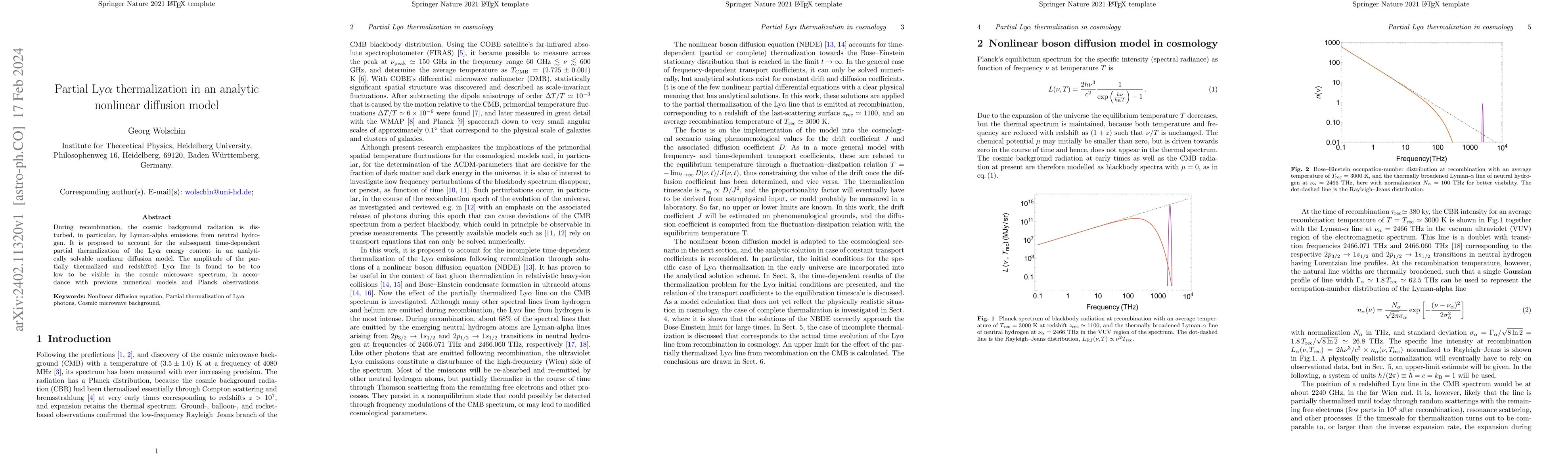 Thumbnail for Partial Ly$\alpha$ thermalization in an analytic nonlinear diffusion
  model