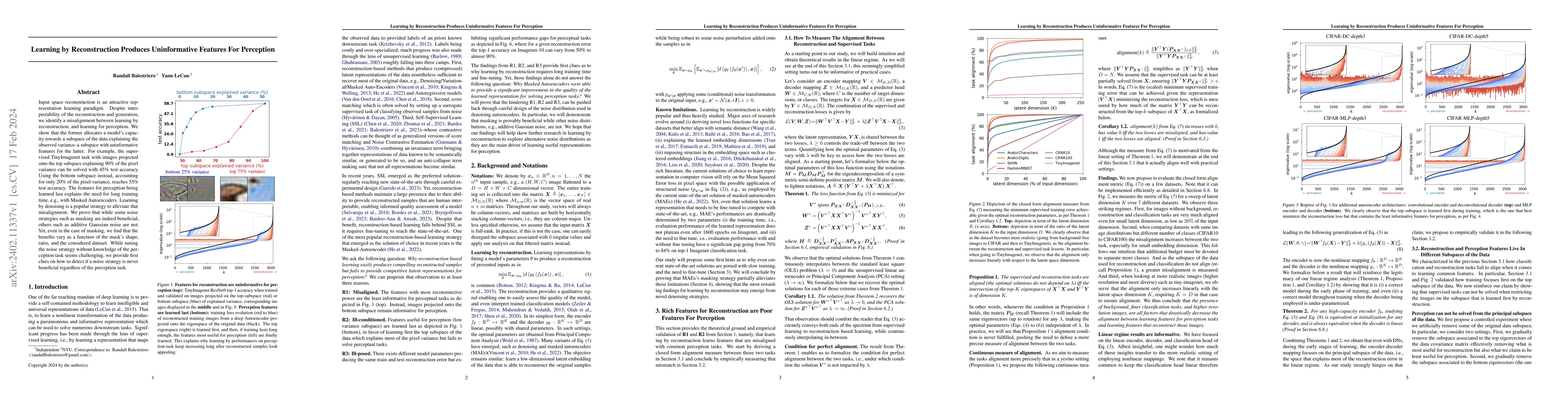 Thumbnail for Learning by Reconstruction Produces Uninformative Features For
  Perception