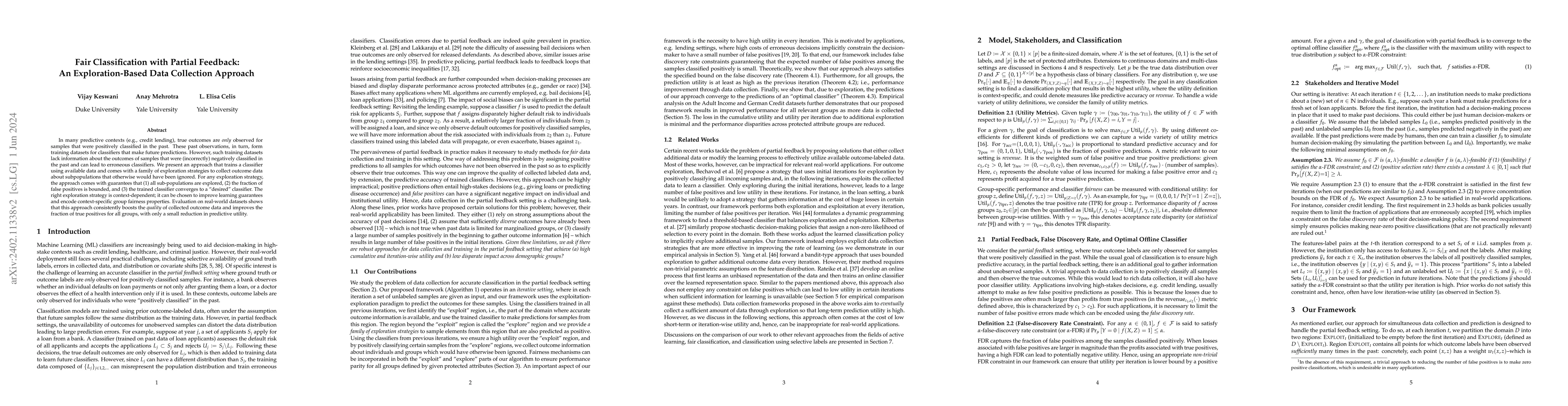 Thumbnail for Fair Classification with Partial Feedback: An Exploration-Based Data
  Collection Approach