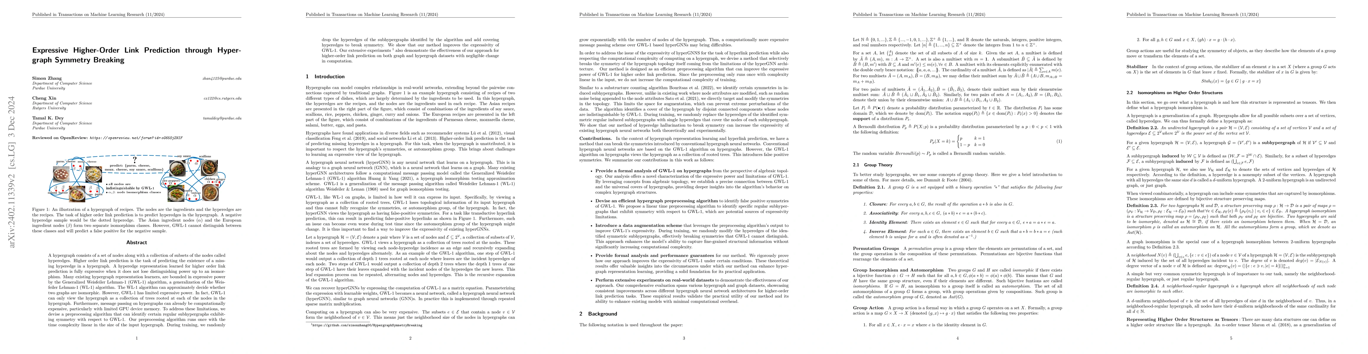 Thumbnail for Expressive Higher-Order Link Prediction through Hypergraph Symmetry
  Breaking