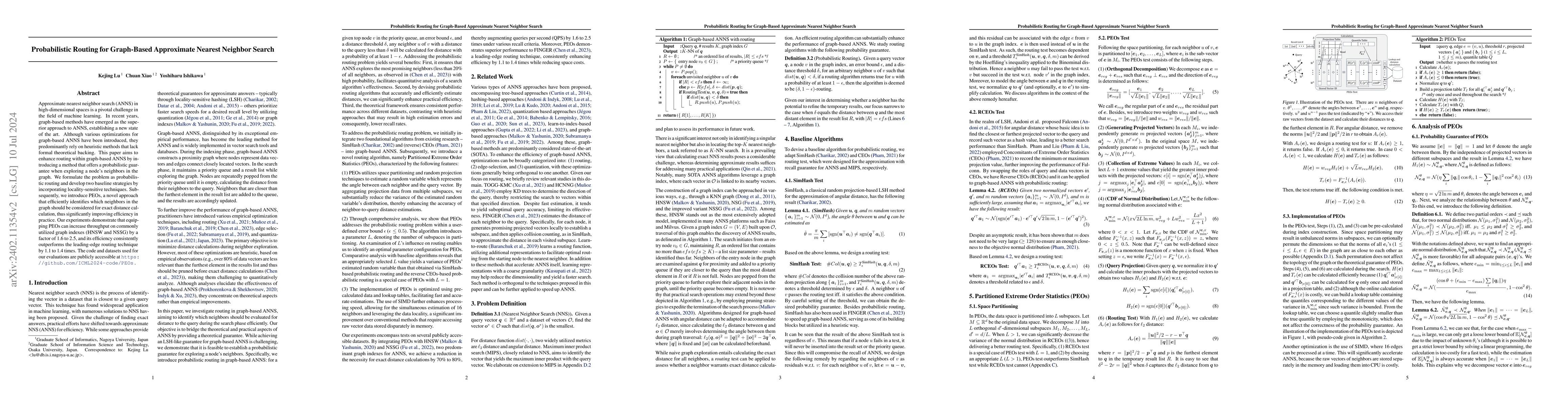 Thumbnail for Probabilistic Routing for Graph-Based Approximate Nearest Neighbor
  Search