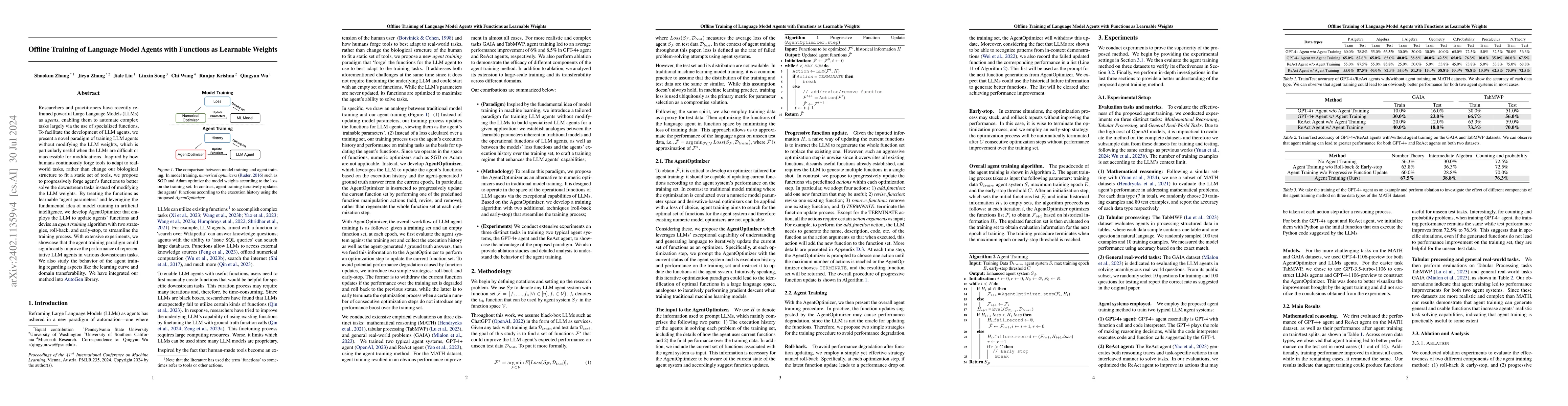 Thumbnail for Offline Training of Language Model Agents with Functions as Learnable
  Weights