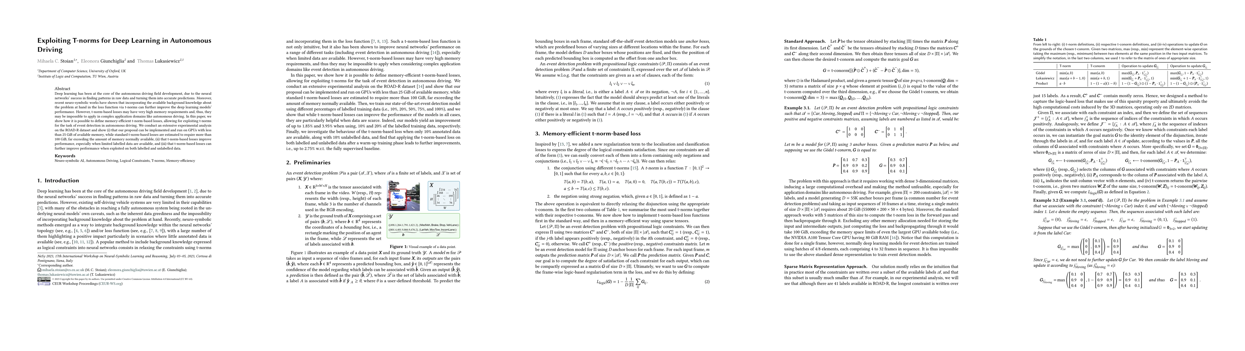 Thumbnail for Exploiting T-norms for Deep Learning in Autonomous Driving
