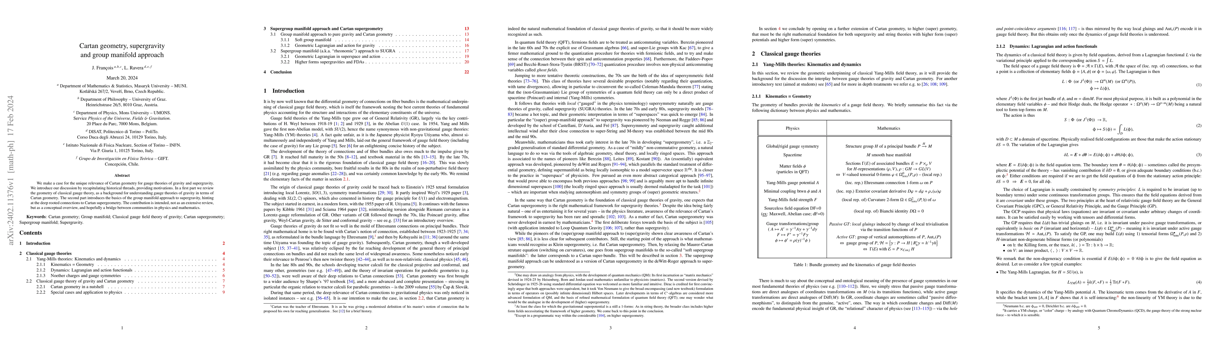 Thumbnail for Cartan geometry, supergravity, and group manifold approach