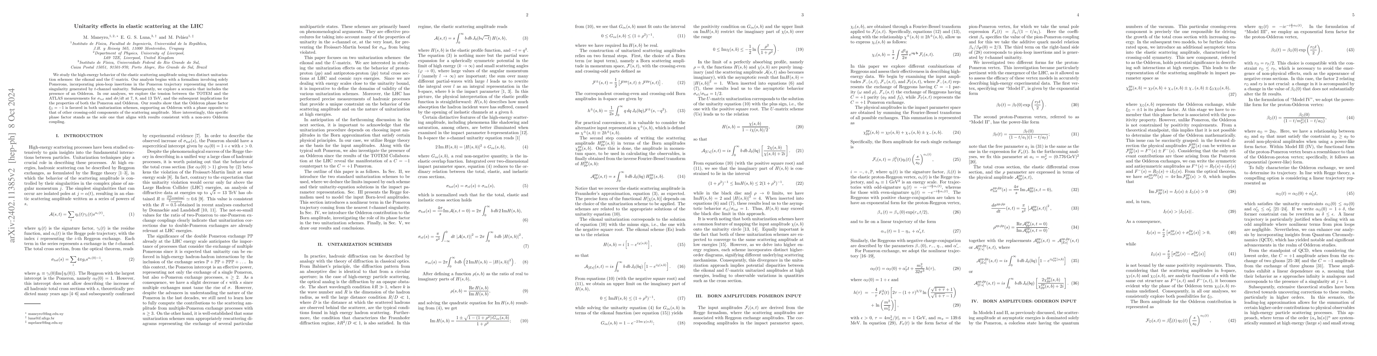Thumbnail for Unitarity effects in elastic scattering at the LHC