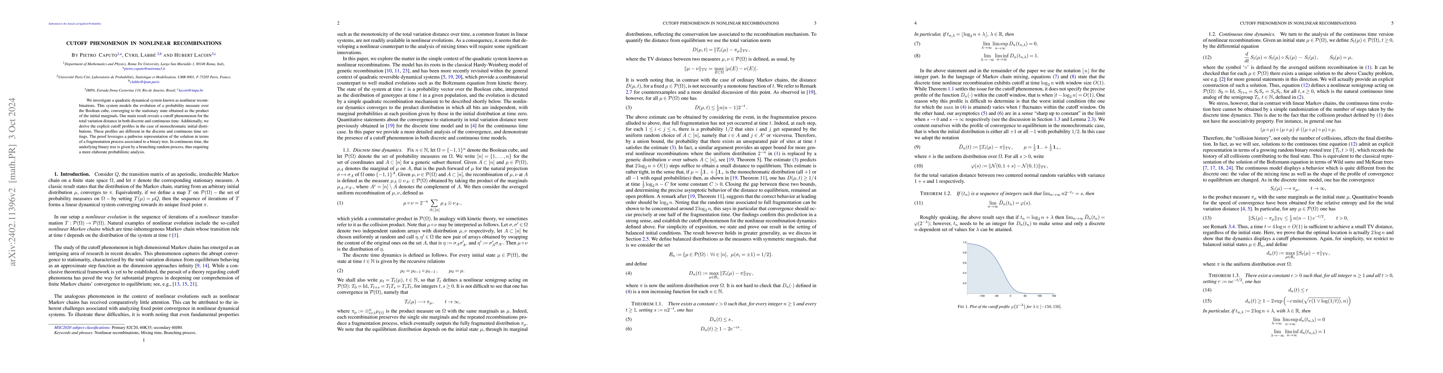 Thumbnail for Cutoff phenomenon in nonlinear recombinations