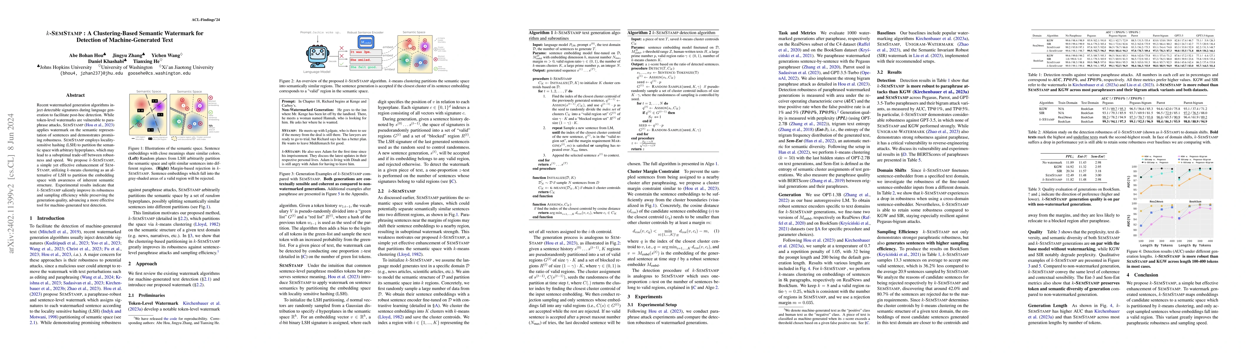 Thumbnail for k-SemStamp: A Clustering-Based Semantic Watermark for Detection of
  Machine-Generated Text