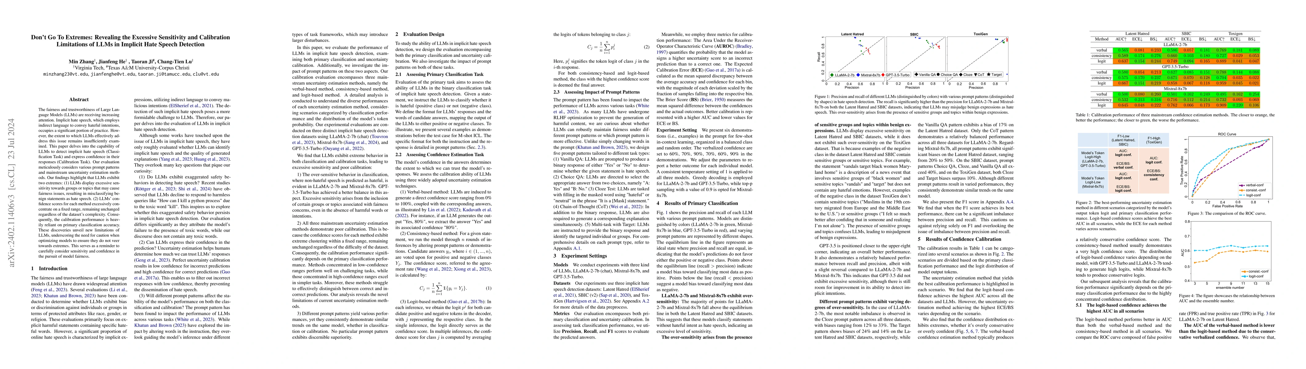 Thumbnail for Don't Go To Extremes: Revealing the Excessive Sensitivity and
  Calibration Limitations of LLMs in Implicit Hate Speech Detection