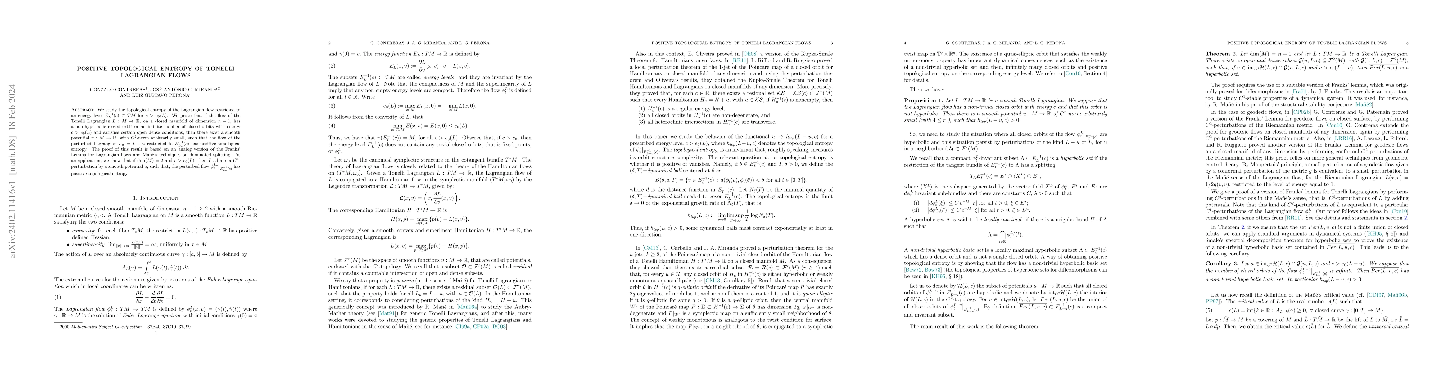 Thumbnail for Positive topological entropy of Tonelli Lagrangian flows