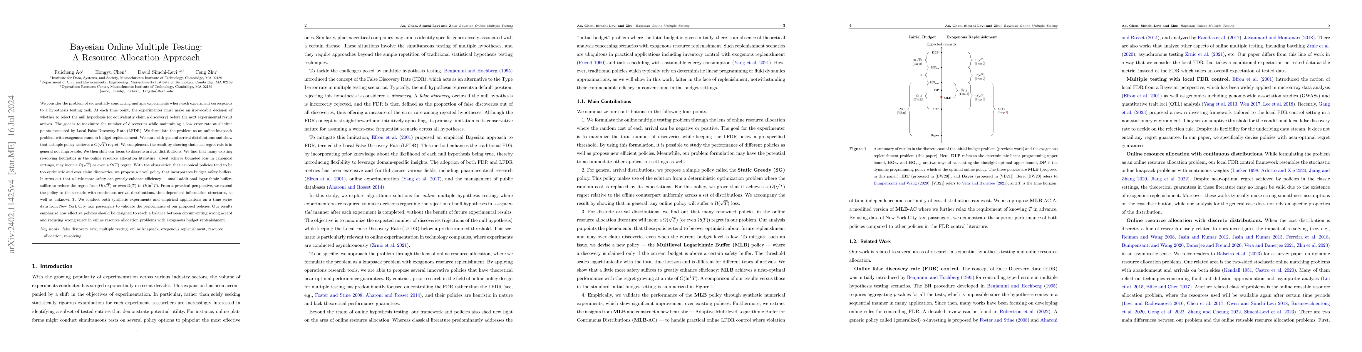 Thumbnail for Bayesian Online Multiple Testing: A Resource Allocation Approach