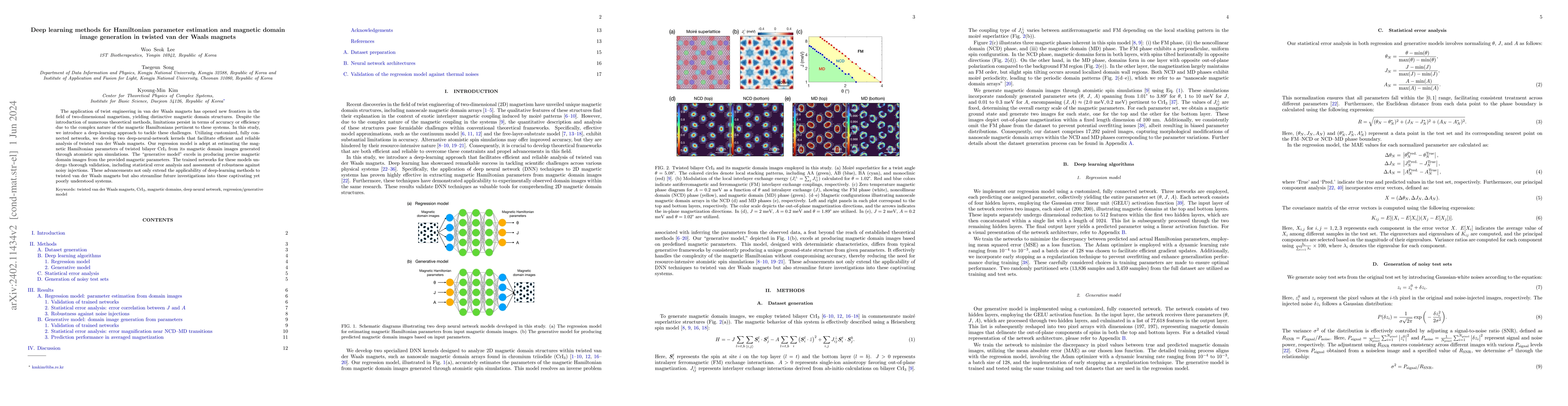 Thumbnail for Deep learning methods for Hamiltonian parameter estimation and magnetic
  domain image generation in twisted van der Waals magnets