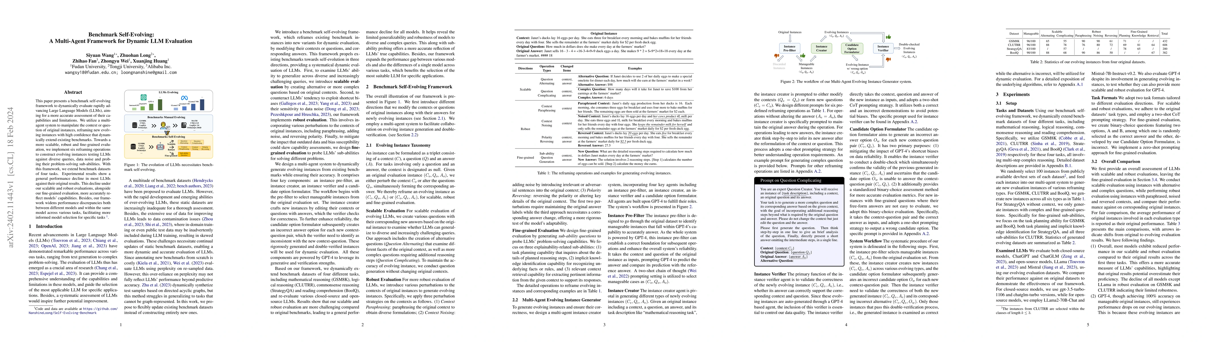 Thumbnail for Benchmark Self-Evolving: A Multi-Agent Framework for Dynamic LLM
  Evaluation