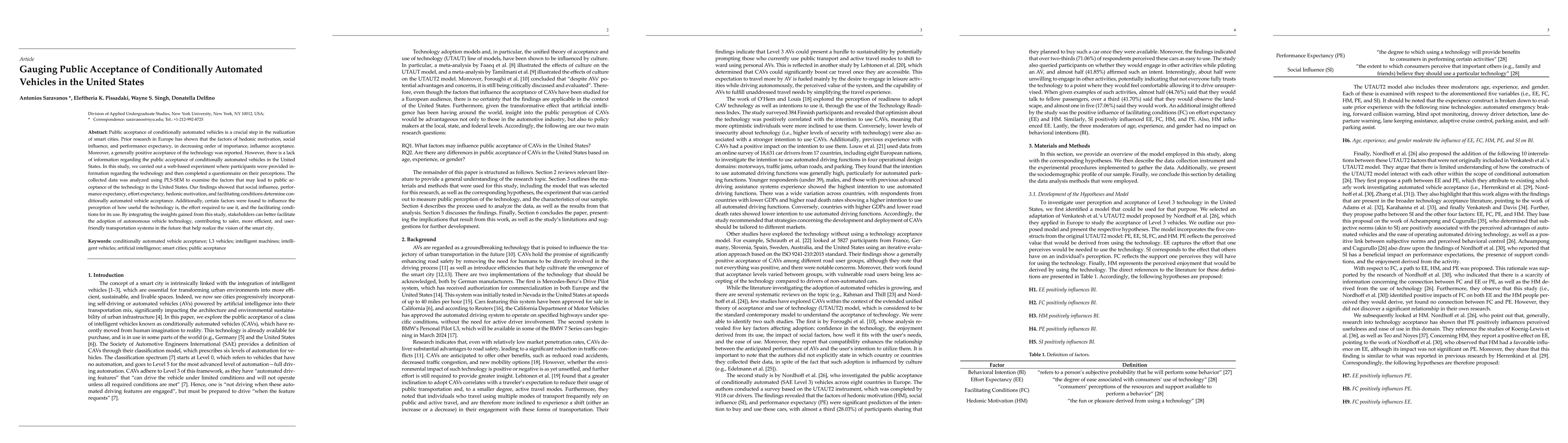 Thumbnail for Gauging Public Acceptance of Conditionally Automated Vehicles in the
  United States