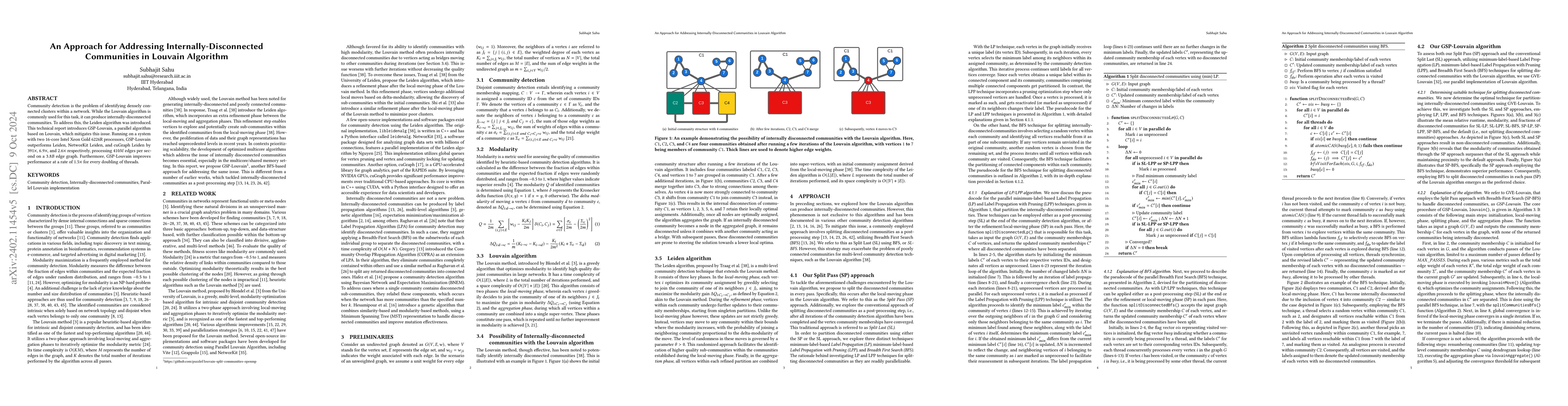 Thumbnail for An Approach for Addressing Internally-Disconnected Communities in
  Louvain Algorithm