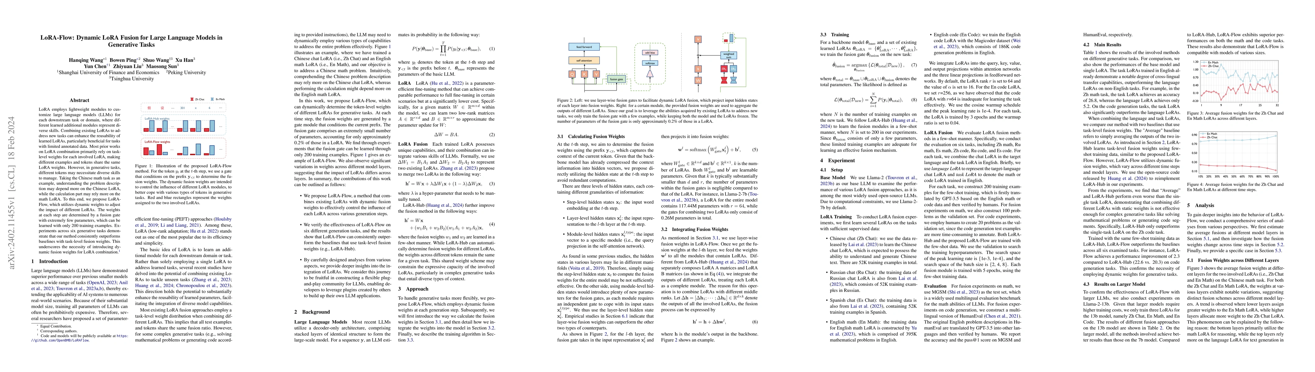Thumbnail for LoRA-Flow: Dynamic LoRA Fusion for Large Language Models in Generative
  Tasks