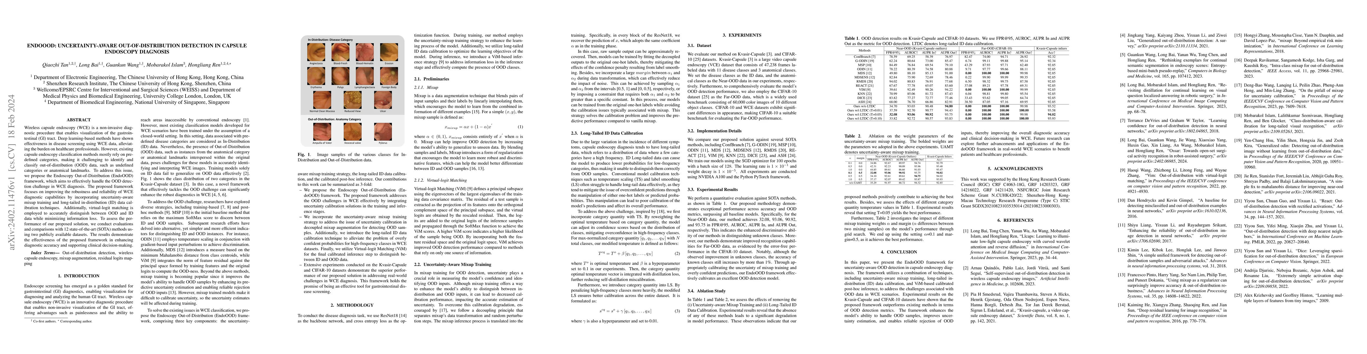 Thumbnail for EndoOOD: Uncertainty-aware Out-of-distribution Detection in Capsule
  Endoscopy Diagnosis