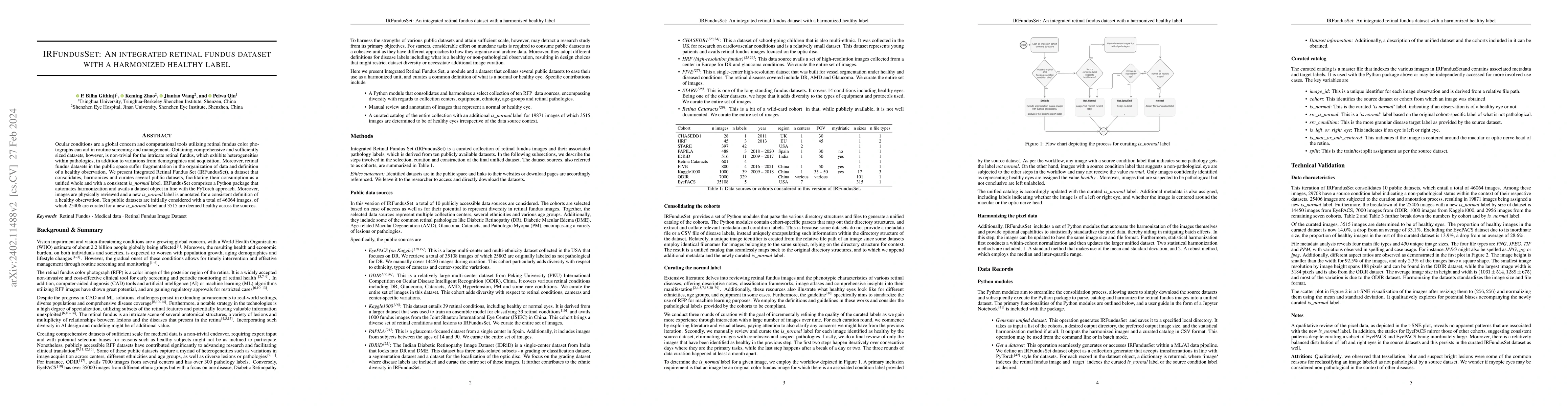 Thumbnail for IRFundusSet: An Integrated Retinal Fundus Dataset with a Harmonized
  Healthy Label