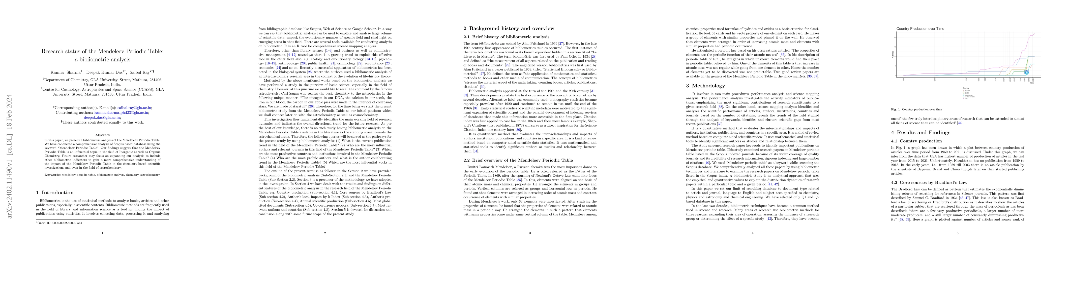 Thumbnail for Research status of the Mendeleev Periodic Table: a bibliometric analysis