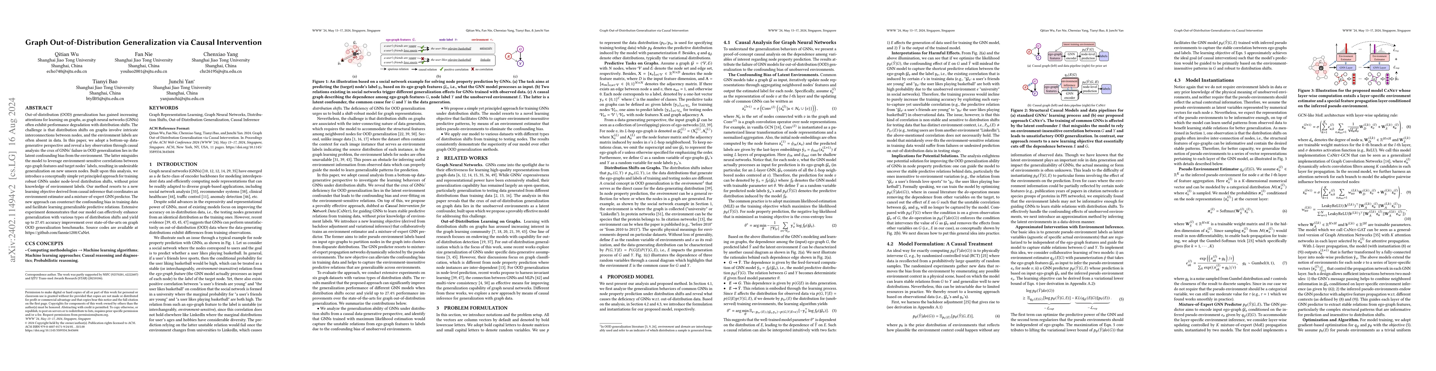 Thumbnail for Graph Out-of-Distribution Generalization via Causal Intervention