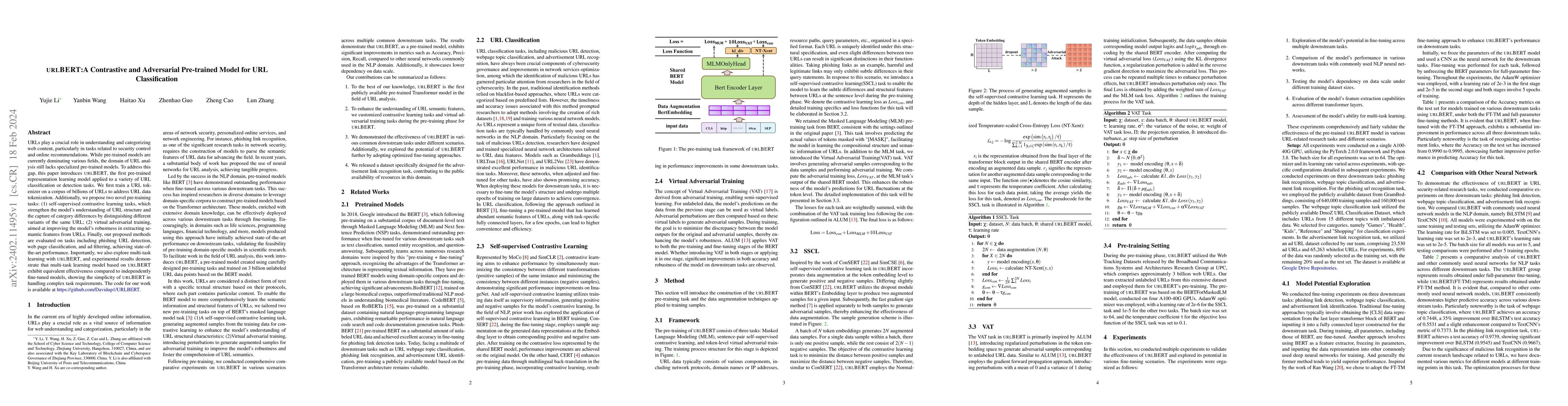 Thumbnail for URLBERT:A Contrastive and Adversarial Pre-trained Model for URL
  Classification