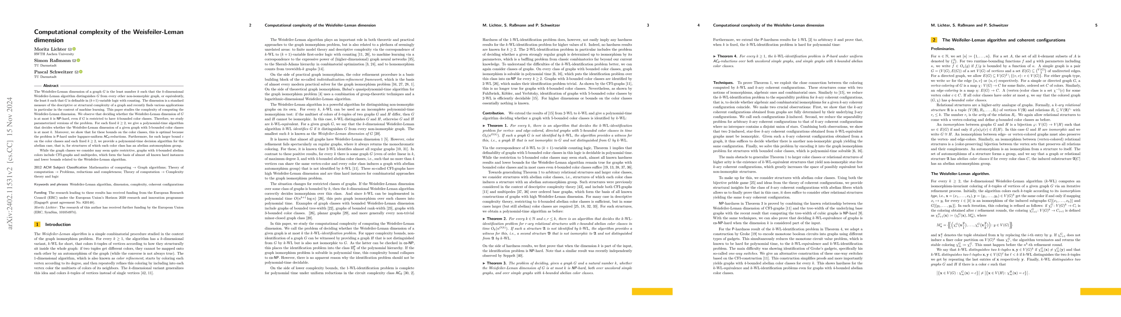 Thumbnail for Computational complexity of the Weisfeiler-Leman dimension