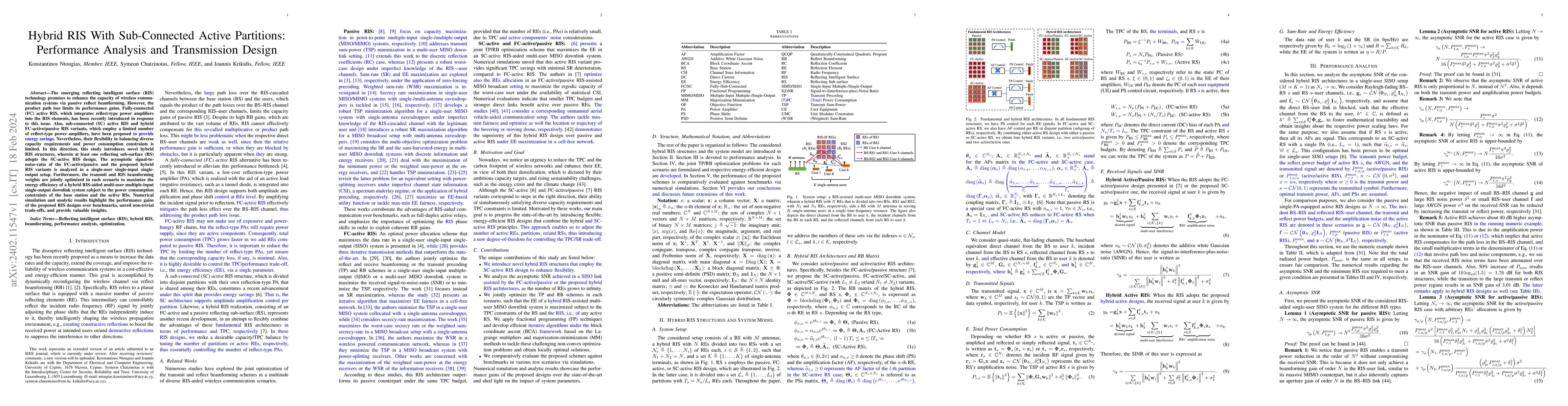 Thumbnail for Hybrid RIS With Sub-Connected Active Partitions: Performance Analysis
  and Transmission Design