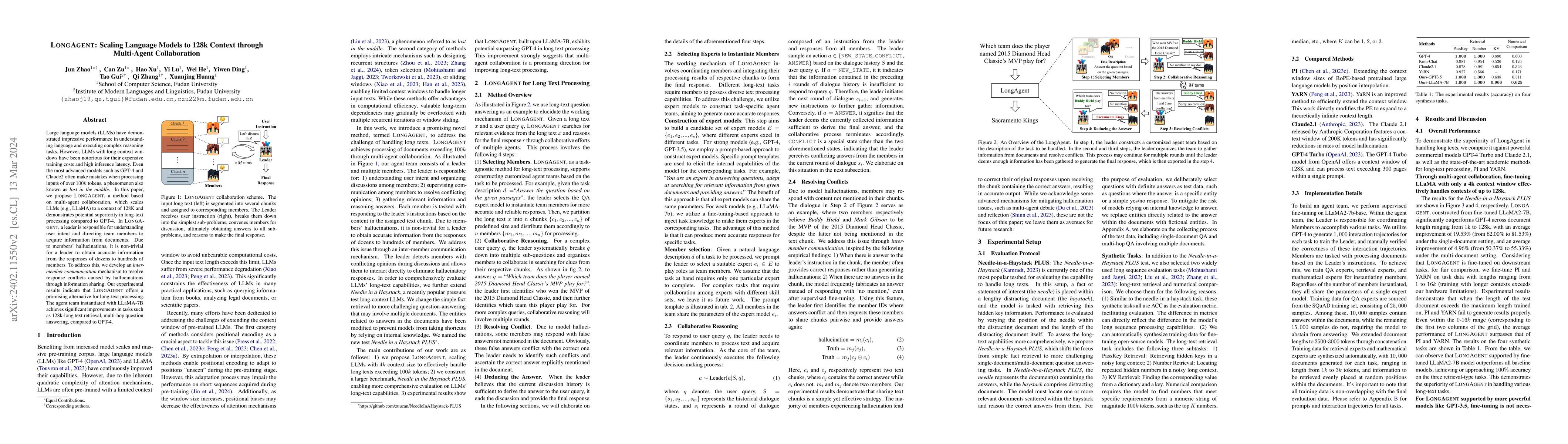 Thumbnail for LongAgent: Scaling Language Models to 128k Context through Multi-Agent
  Collaboration