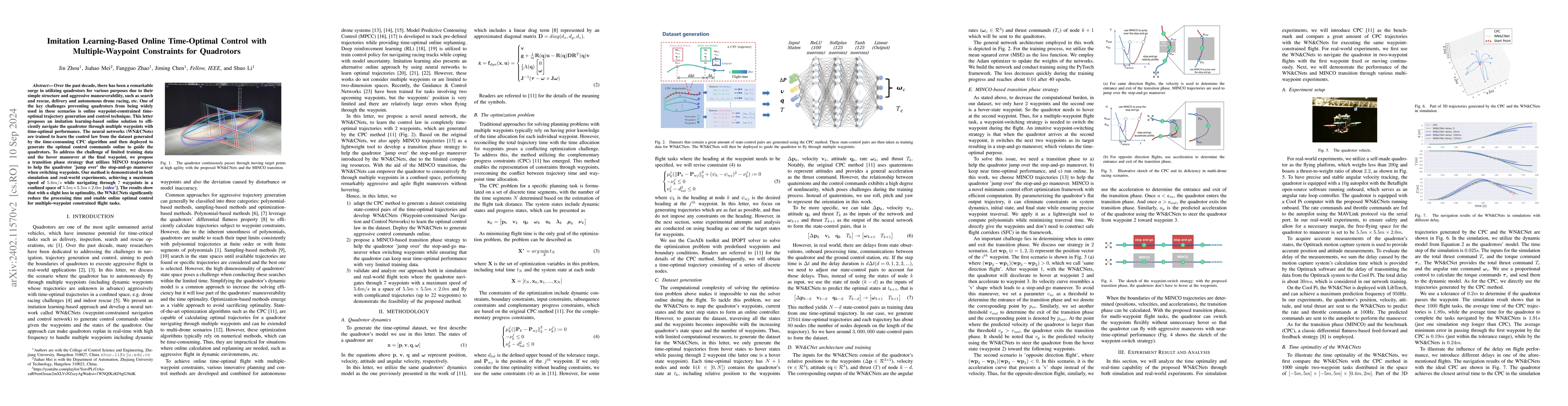 Thumbnail for Imitation Learning-Based Online Time-Optimal Control with
  Multiple-Waypoint Constraints for Quadrotors