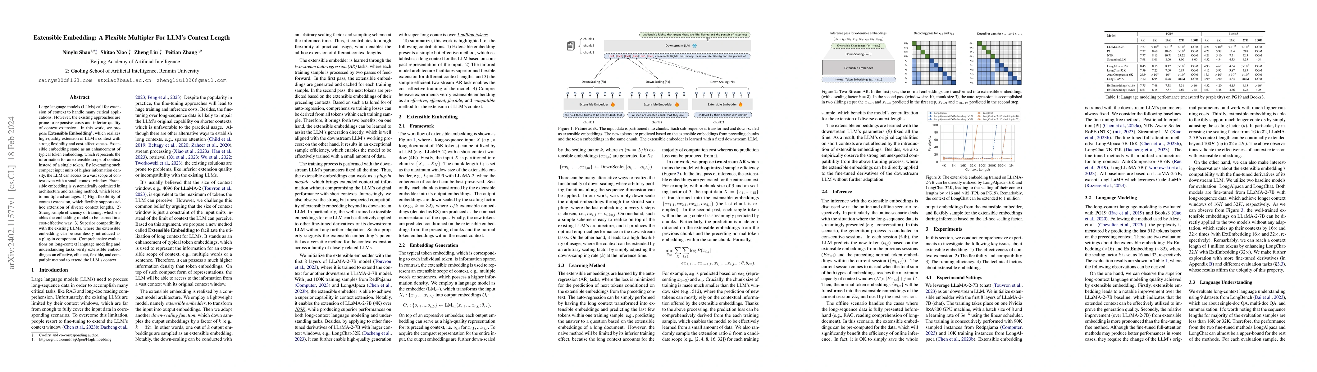 Thumbnail for Extensible Embedding: A Flexible Multipler For LLM's Context Length