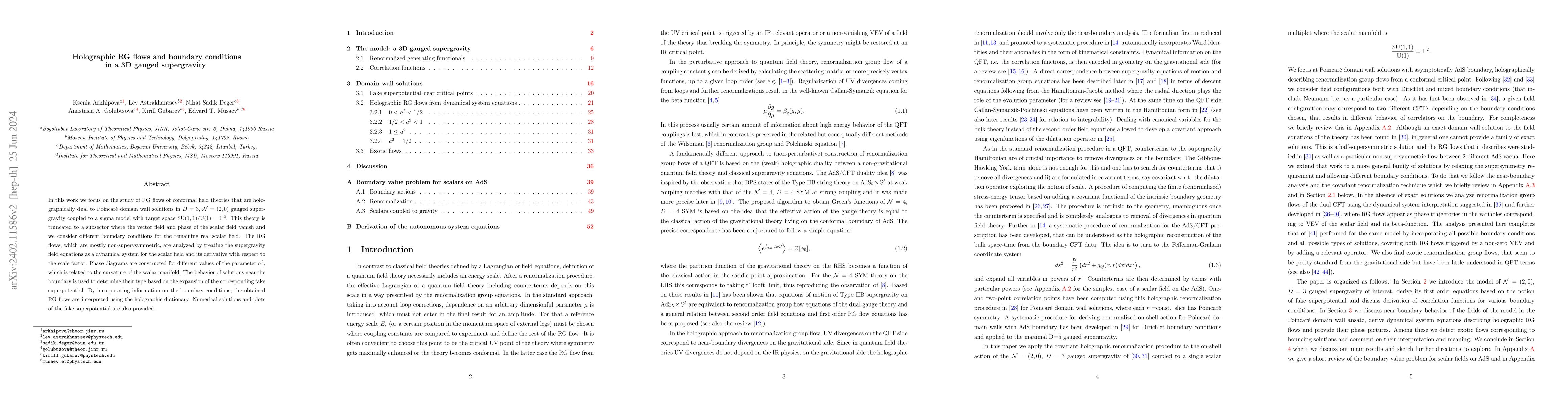 Thumbnail for Holographic RG flows and boundary conditions in a 3D gauged supergravity