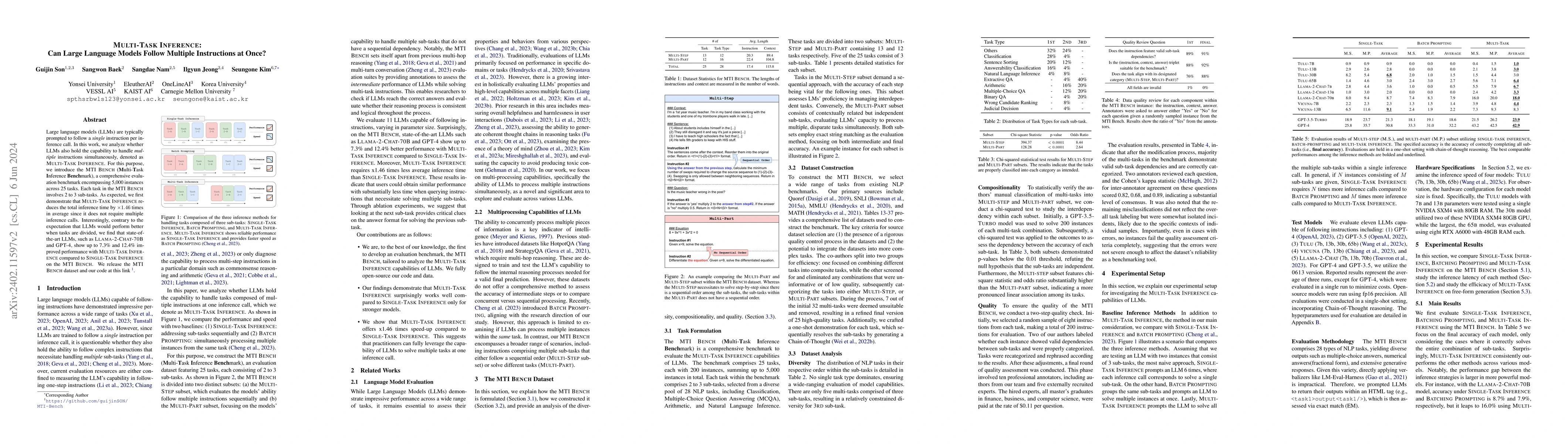 Thumbnail for Multi-Task Inference: Can Large Language Models Follow Multiple
  Instructions at Once?