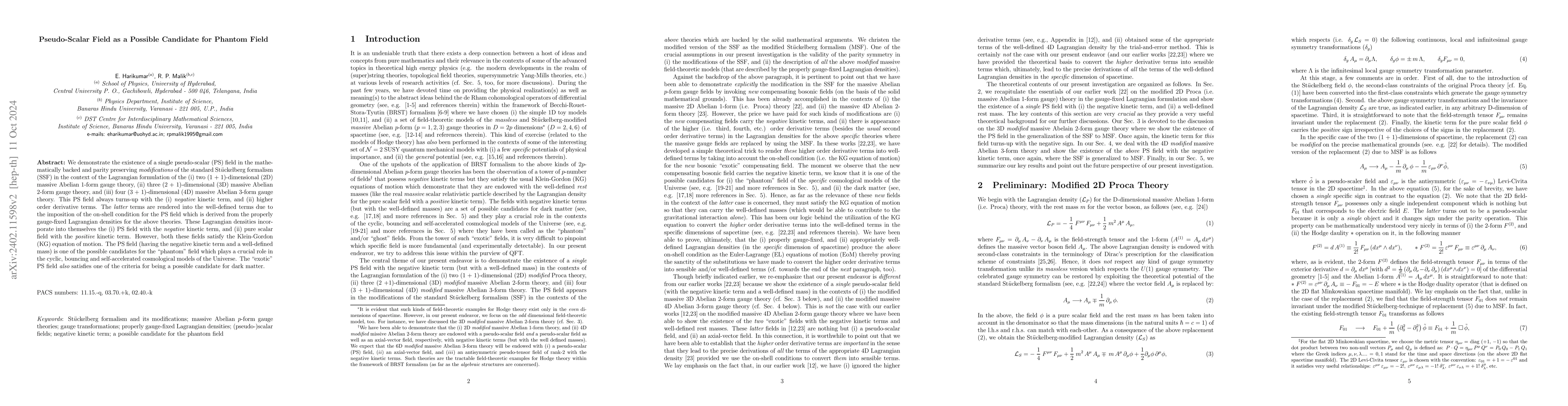 Thumbnail for Modified Massive Abelian $p$-Form ($p = 1, 2, 3$) Gauge Theories:
  Existence of the Pseudo-Scalar field and Its Implications
