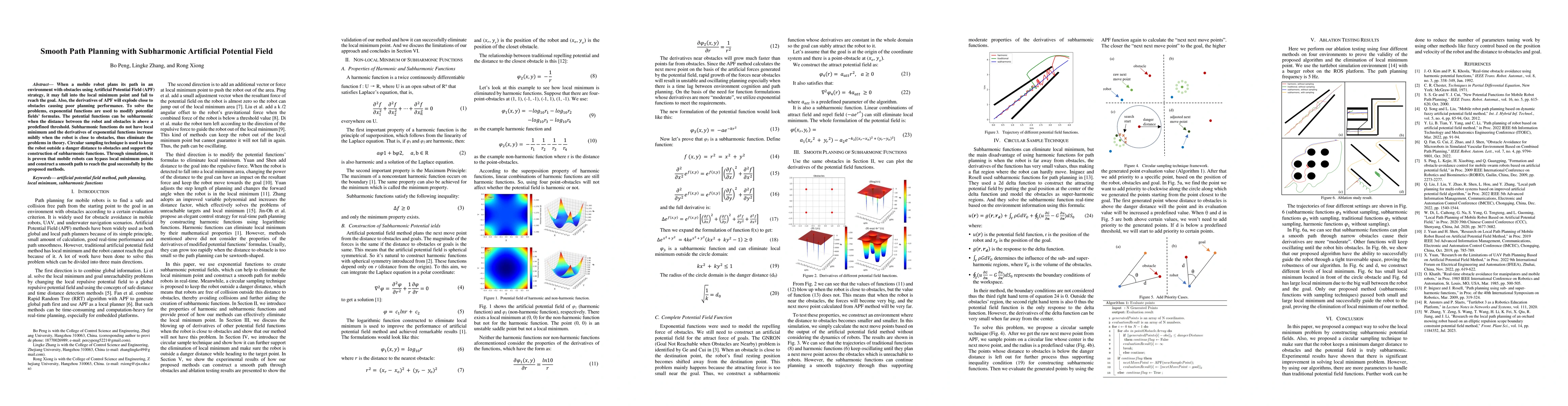 Thumbnail for Smooth Path Planning with Subharmonic Artificial Potential Field