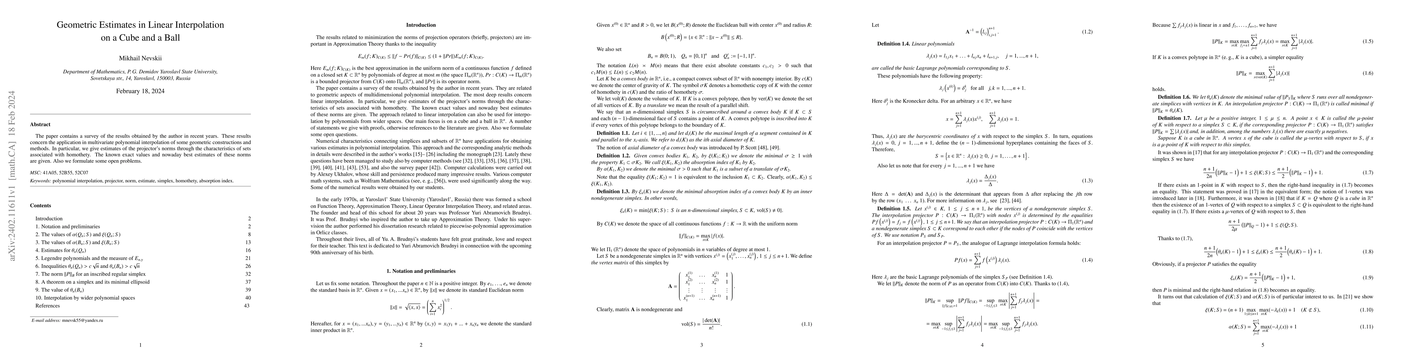 Thumbnail for Geometric Estimates in Linear Interpolation on a Cube and a Ball