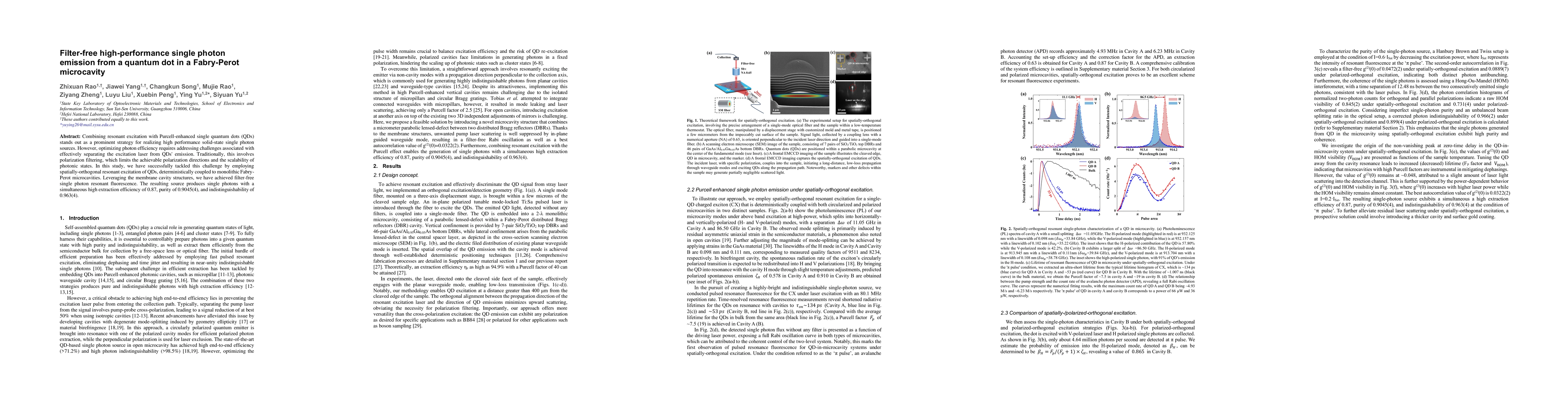 Thumbnail for Filter-free high-performance single photon emission from a quantum dot
  in a Fabry-Perot microcavity
