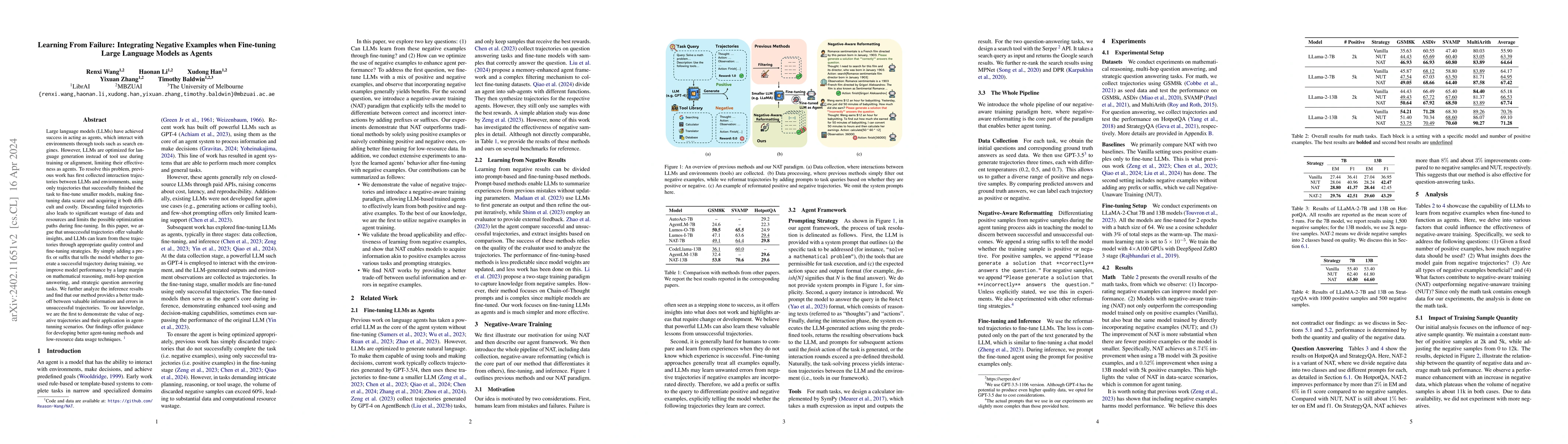 Thumbnail for Learning From Failure: Integrating Negative Examples when Fine-tuning
  Large Language Models as Agents