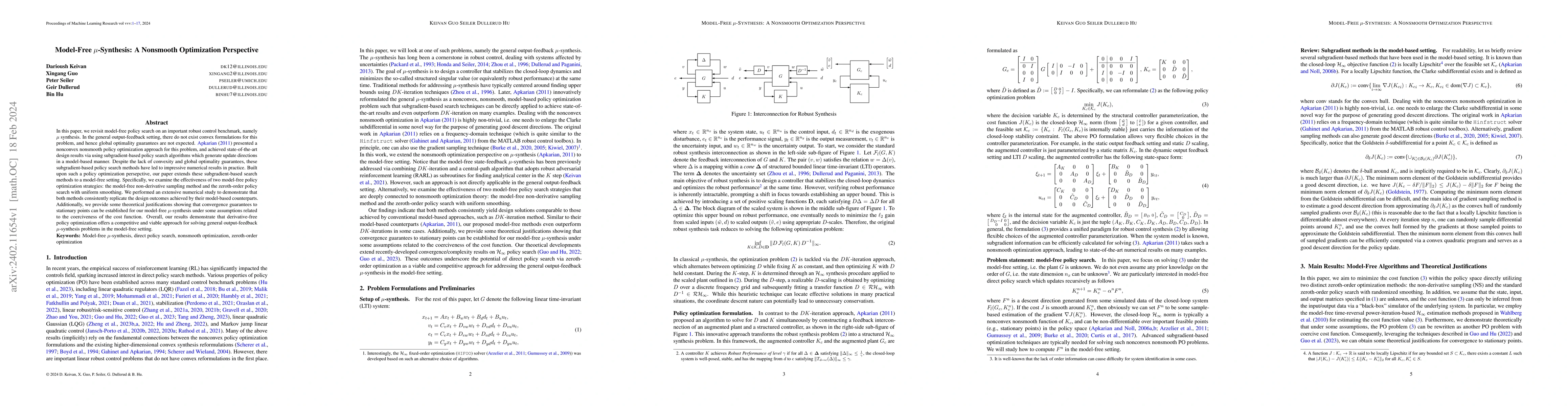 Thumbnail for Model-Free $\mu$-Synthesis: A Nonsmooth Optimization Perspective