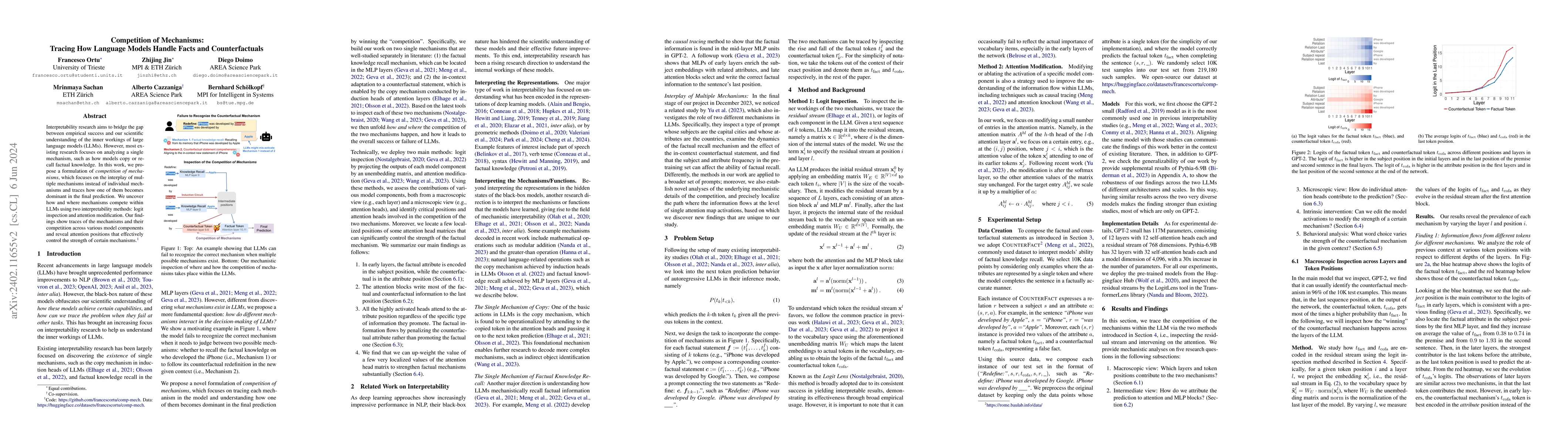 Thumbnail for Competition of Mechanisms: Tracing How Language Models Handle Facts and
  Counterfactuals