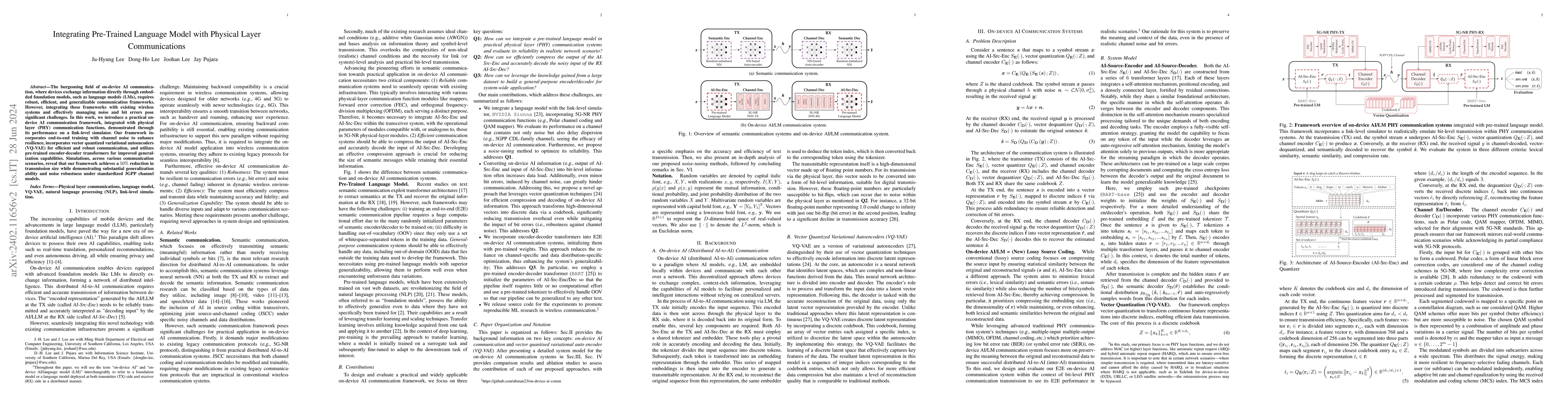 Thumbnail for Integrating Pre-Trained Language Model with Physical Layer
  Communications