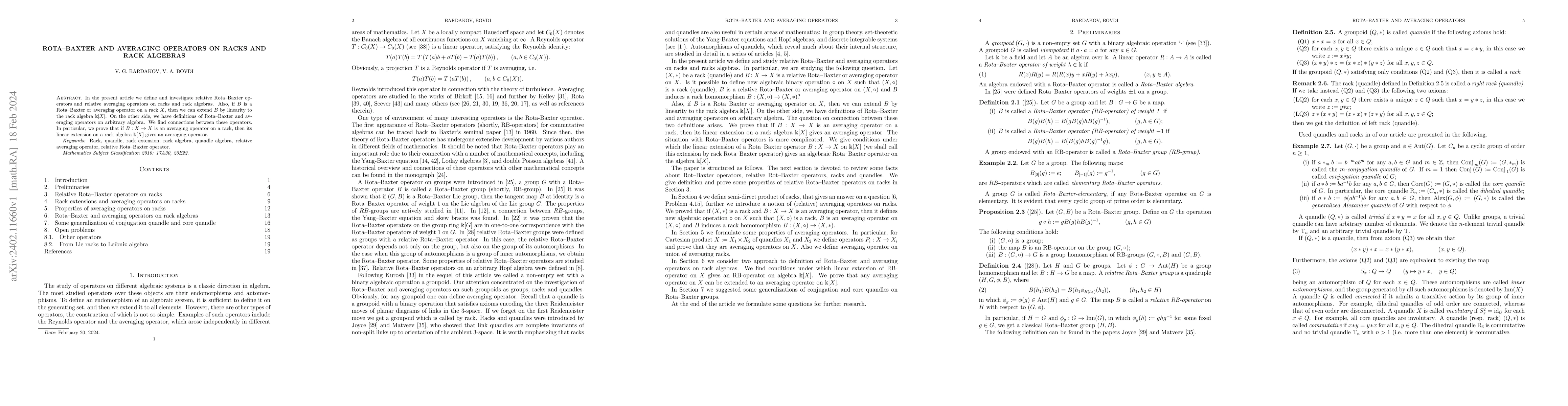 Thumbnail for Rota--Baxter and averaging operators on racks and rack algebras