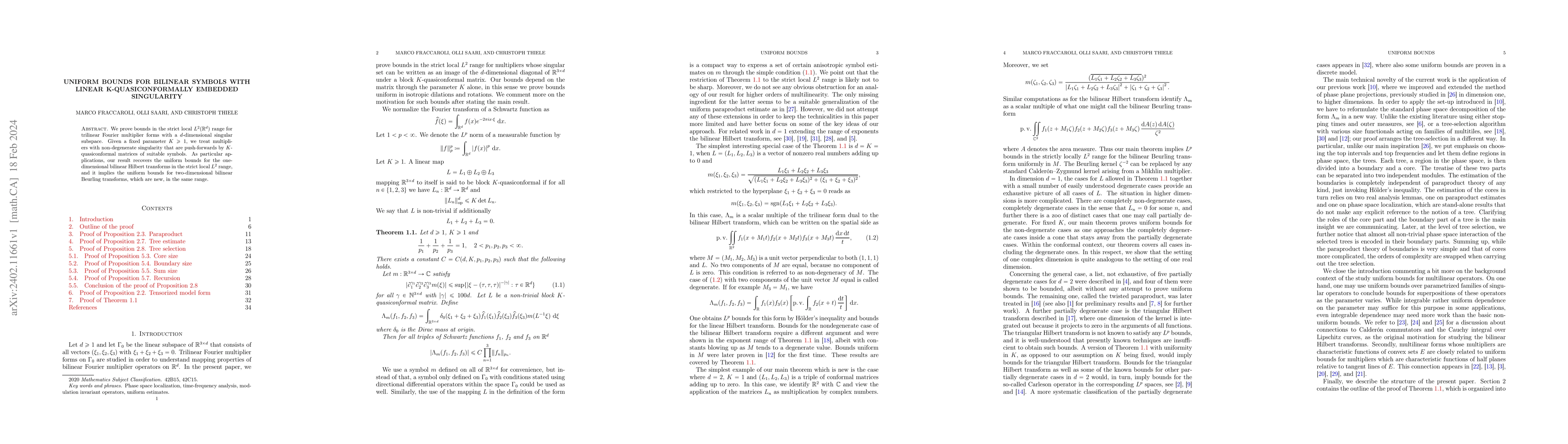 Thumbnail for Uniform bounds for bilinear symbols with linear K-quasiconformally
  embedded singularity