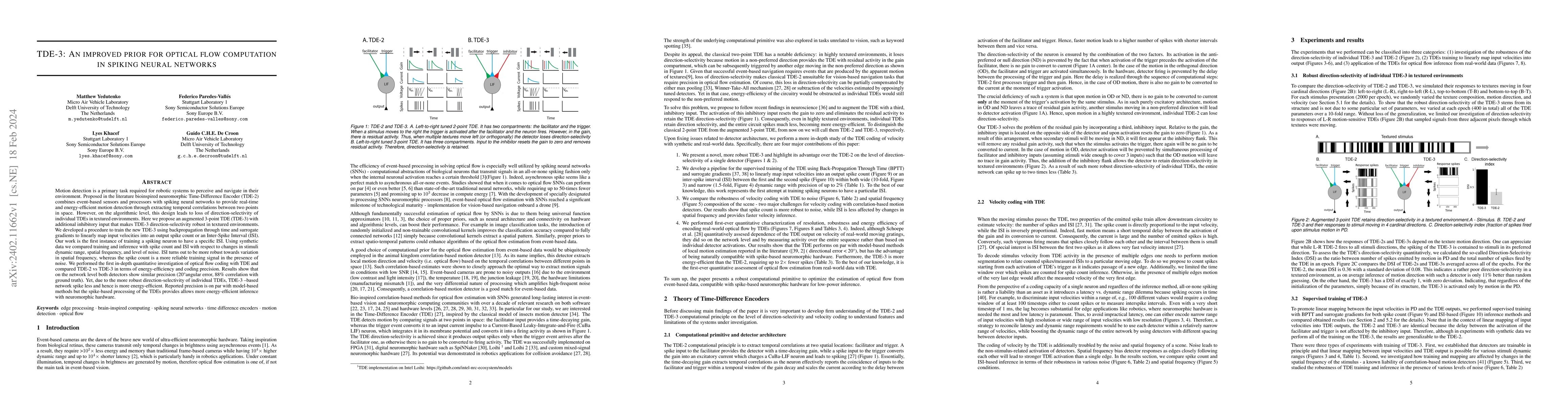 Thumbnail for TDE-3: An improved prior for optical flow computation in spiking neural
  networks