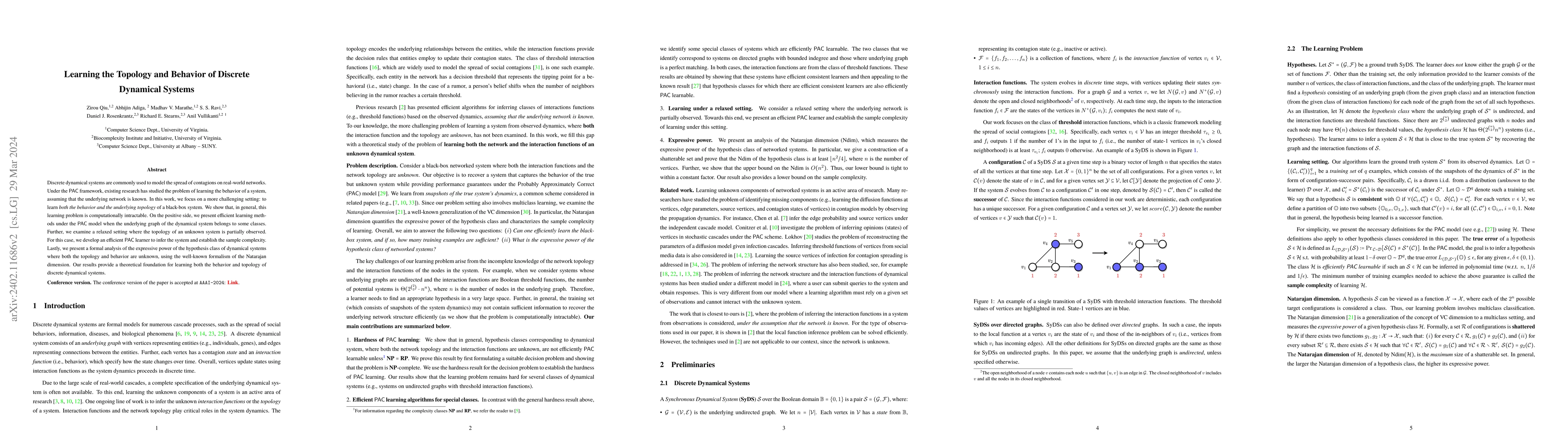 Thumbnail for Learning the Topology and Behavior of Discrete Dynamical Systems